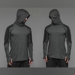 MDNT45 Men’s Long Sleeve Hooded Face Cover Shirt Handmade Ninja Style Sweatshirt